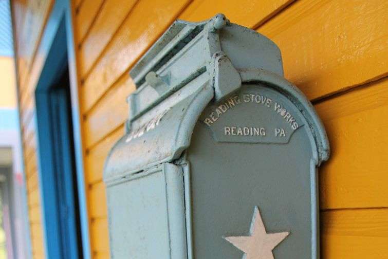 The plantation had mail and telegraph services. Reading Stove Works, of Reading, Pa., manufactured the old mailbox, which hangs from the front of one of the buildings. Photo: Tracey Eaton