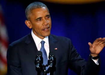 Barack Obama during his speech in Chicago. Photo: Charles Rex Arbogast / AP.