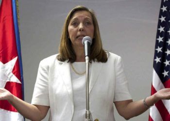 The general director of the Cuban Foreign Ministry’s U.S. Department, Josefina Vidal, during a meeting with journalists after participating in talks with representatives of the United States in Havana, January 22, 2015. Photo: Desmond Boylan / AP.