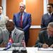 Darrell McNail (left), president of the Board of Administration of the port of Cleveland, and José Joaquín Prado, general director of Cuba’s Maritime Administration, signed a Memorandum of Understanding between Cleveland and Cuba. Photo: Alejandro Ernesto / EFE.