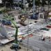 View of the crosswalk being built and which collapsed over a Miami highway. Photo: Pedro Portal / Miami Herald via AP.
