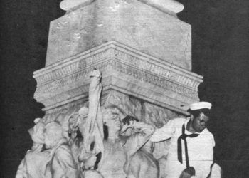 One of the U.S. Marines who desecrated the statue of Martí in Havana’s Parque Central in March 1949. Photo: Bohemia.