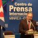Eugenio Martínez, general director for Latin America of the Cuban Foreign Ministry, during a press conference in which he criticized the holding in Washington of an OAS conference on the Cuban constitutional reform. Photo: @CubaMINREX / Twitter.