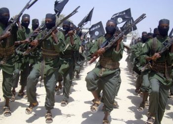 Al-Shabaab forces on the outskirts of Mogadishu. Photo: Mohamed Sheikh Nor/AP.