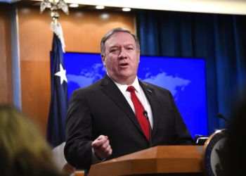 Secretary of State Mike Pompeo at a press conference at the State Department in Washington on March 26, 2019. Photo: Sait Serkan Gurbuz/AP.