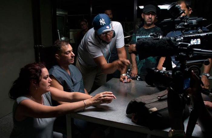 During the filming of "El regreso."