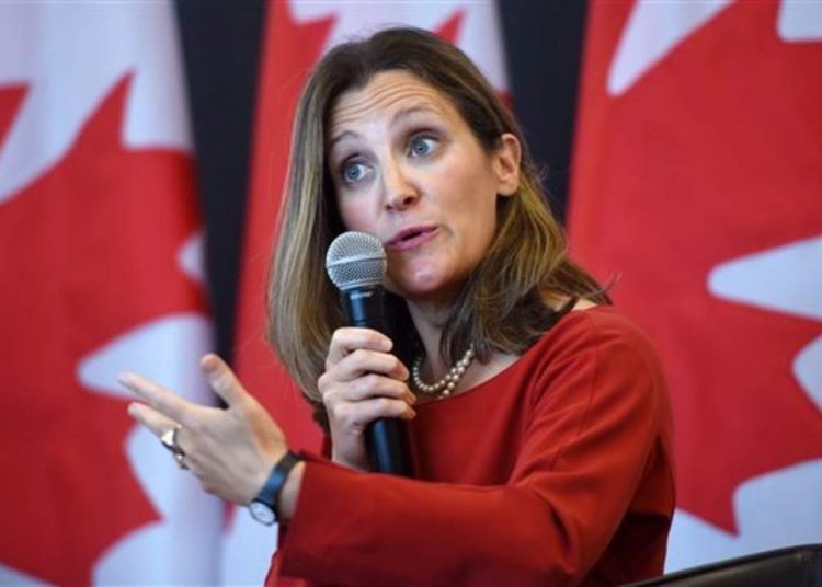 Canadian Minister of Foreign Affairs Chrystia Freeland.