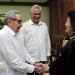 The leader of the Communist Party of Cuba, Raúl Castro (2-l), and Cuban President Miguel Díaz-Canel (c) greet Vietnamese Vice President Dang Thi Ngoc Thinh during a meeting in Havana on Tuesday July 9, 2019. Photo: Estudios Revolución.