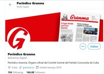 Screenshot of the daily Granma profile on Twitter.