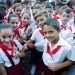 Students of an elementary school during the ceremony for the start of the school year, on September 2, 2019 in Havana. Photo: Ernesto Mastrascusa / EFE.