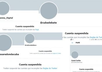 Collage of Cuban media accounts blocked on Twitter. Image: Marita Pérez Diaz.