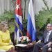 The former Cuban president and leader of the Communist Party of the island, Raúl Castro, talking with the chairwoman of the Russian Senate, Valentina Matviyenko, in Havana, on November 16, 2019. Photo: @PresidenciaCuba / Twitter