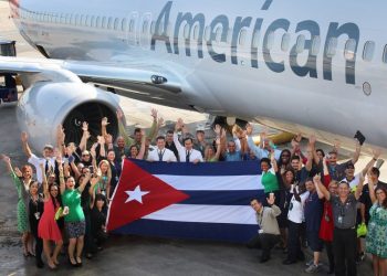 Arrival of the first American Airlines flight to Havana, on September 7, 2016. Photo: American Airlines/Archive.