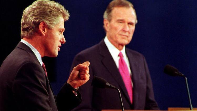 Debate between William Clinton and George Bush. Photo: PBS.