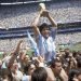 In this June 29, 1986 photo, Maradona raises the World Cup after Argentina’s 3-2 victory over Germany in the finals. Photo/Carlo Fumagalli, archive).