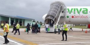 Arrival from Cancun of a flight of the Mexican airline Viva Aerobus, at the Abel Santamaría International Airport, in Santa Clara, Cuba, in November 2020. Photo: Abel Santamaría International Airport/Facebook/Archive.