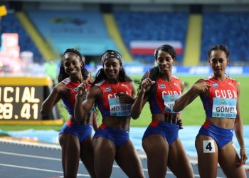 Cuban women’s 4x400 relay gold medal winners at the World Relay Championship in Poland. Photo: Official Twitter of the event.