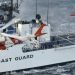 A Coast Guard cutter and two helicopters during an operation in the Caribbean. Photo: USCG