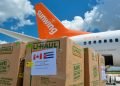 Donation of medical supplies made by Cubans residing in Canada, upon arrival at Frank País International Airport, in Holguín, on June 12, 2021. Photo: Juan Pablo Carreras/ACN.