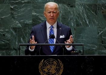 U.S. President Joe Biden during his speech to the UN General Assembly, at the organization’s headquarters in New York, on September 21, 2021. Photo: Eduardo Muñoz/Pool/EFE.