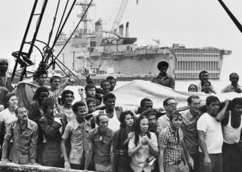 Cubans who arrived in Key West, Florida, in 1980 during the Mariel boatlift. Photo: Eddie Adams/AP