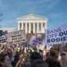 Right to abortion supporters march in front of the Supreme Court during the Women’s March on Washington on Oct. 2, 2021. (Bob Korn via Shutterstock)