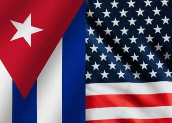 Cuban and United States flag. Biden and Cuba