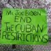 Poster with a request to Joe Biden to change policy for Cuba