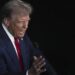 Trump responds to Harris during the presidential debate at the National Constitution Center in Philadelphia, Pennsylvania, on September 10, 2024. Photo: EFE/EPA/DEMETRIUS FREEMAN/POOL.