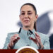 The president of Mexico, Claudia Sheinbaum, during her usual morning press conference at the National Palace in Mexico City. Photo: EFE/Isaac Esquivel.