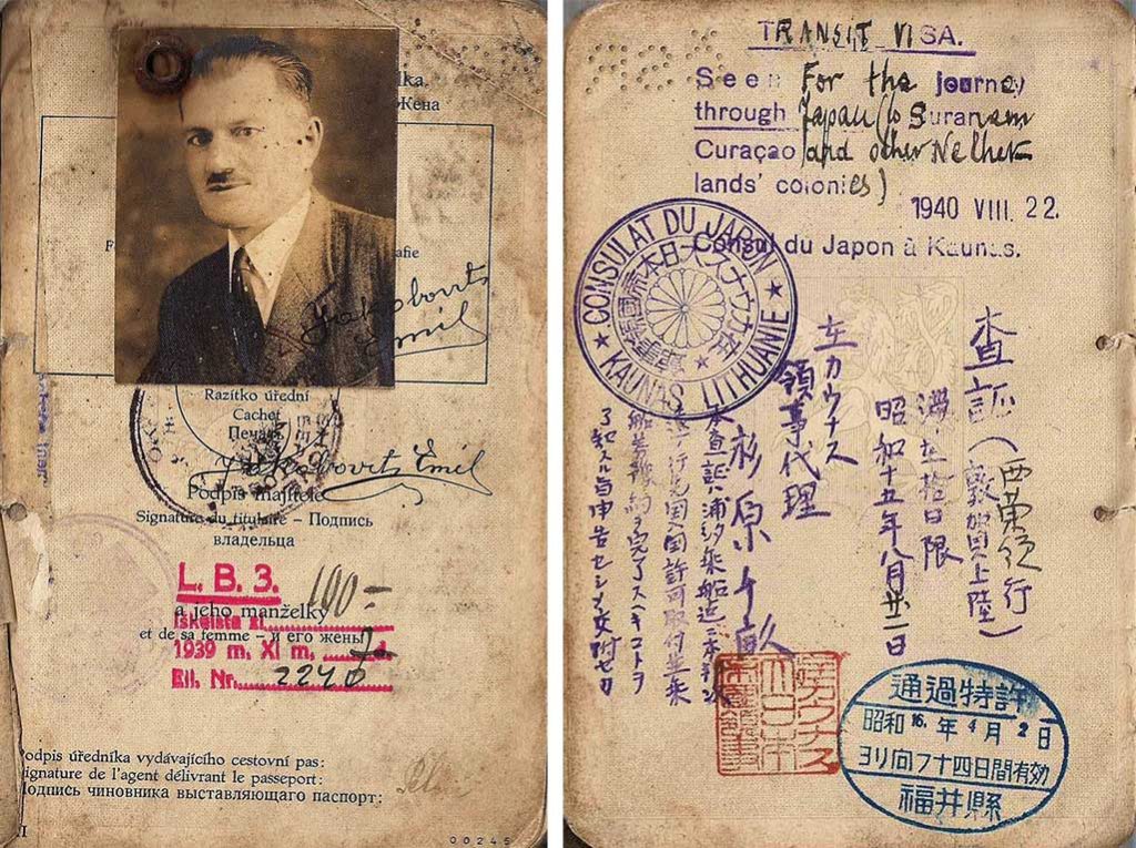 Una visa otorgada por el cónsul japonés. Chiune Sugihara.
