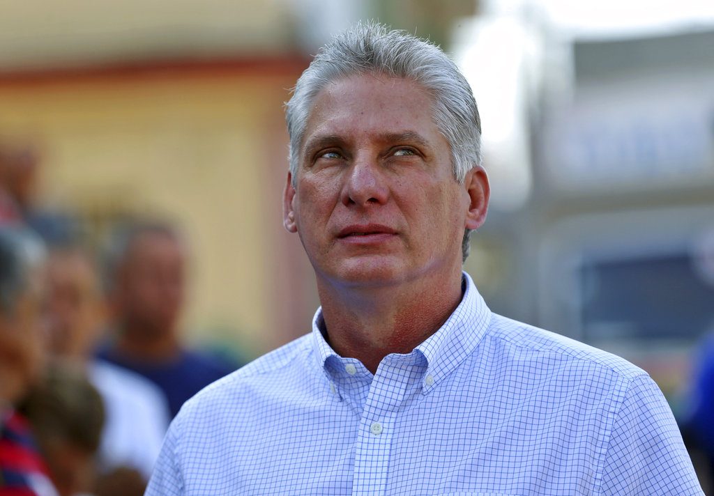 Miguel Díaz-Canel standing in line to vote in the elections for the National Assembly, in Santa Clara, on March 11, 2018. Photo: Alejandro Ernesto / Photo Pool via AP.