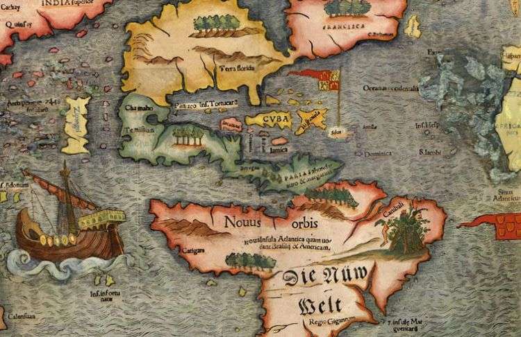 Mapa de América de Sebastian Munster. Siglo XVI