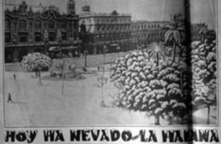 Artículo a doble página de la revista Carteles del 28 de diciembre de 1932, ilustrado con dos fotografías de la nieve caída.