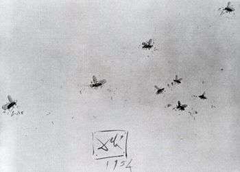 Las moscas, de Salvador Dalí, sobre una servilleta de papel.