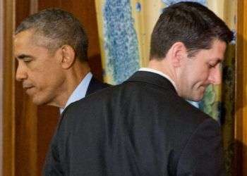 Barack Obama y Paul Ryan, speaker de la Cámara de Representantes. Foto: AP