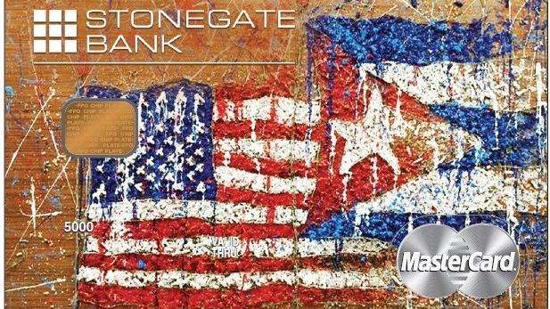 Diseño de la primera tarjeta de crédito del banco Stonegate para ser usada en Cuba. El diseño es inspirado en la obra de Michel Mirabal. Foto: cortesía del artista