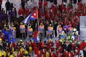 Entrada delegacion de Cuba durante la ceremonia de apertura de los Juegos Olímpicos de Río de Janeiro, en el estadio olímpico Maracaná, Brasil, el 5 de agosto de 2016. Foto: Roberto Morejón / JIT.