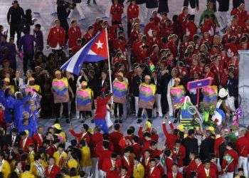 Entrada delegacion de Cuba durante la ceremonia de apertura de los Juegos Olímpicos de Río de Janeiro, en el estadio olímpico Maracaná, Brasil, el 5 de agosto de 2016. Foto: Roberto Morejón / JIT.