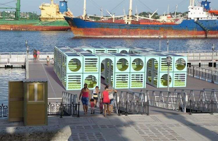 Maqueta de Parawifi. Paseo flotante de la Avenida del Puerto, La Habana Vieja.