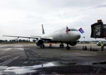 Llegada del primer vuelo de Delta. Foto: Delta News Hub.