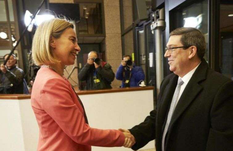 Federica Mogherini y el Ministro de Exteriores cubano Bruno Rodríguez Parrilla. Foto: Consejo Europeo.