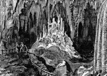 Grabado de las Cuevas de Bellamar publicado en 1865 por el New Harper's Monthly Magazine, de Nueva York.
