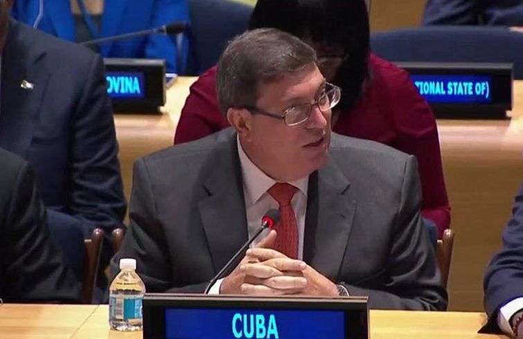 Bruno Rodríguez en Naciones Unidas. Foto: Prensa Latina.