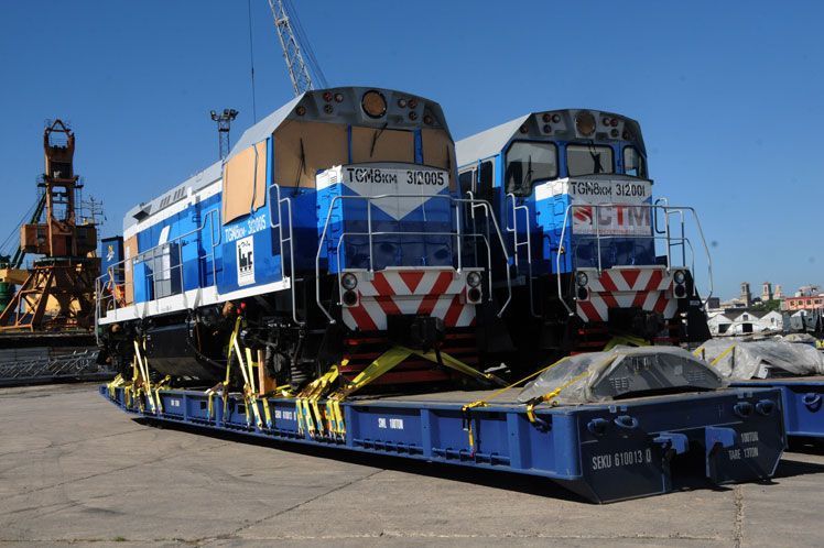 Locomotoras rusas llegadas a Cuba en 2017. Foto: Prensa Latina.