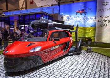 El automóvil volador presentado en la feria automovilística conocida como el Salón de Ginebra en esa ciudad de Suiza el 6 de marzo del 2018. Foto: Martial Trezzini / Keystone via AP.