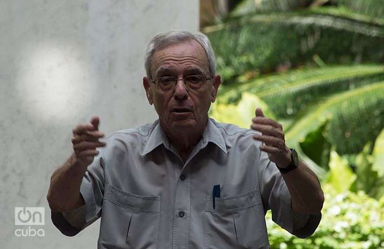 El Dr. Eusebio Leal habla durante la presentación de la campaña de comunicación por el aniversario 500 de La Habana. Foto: Otmaro Rodríguez.