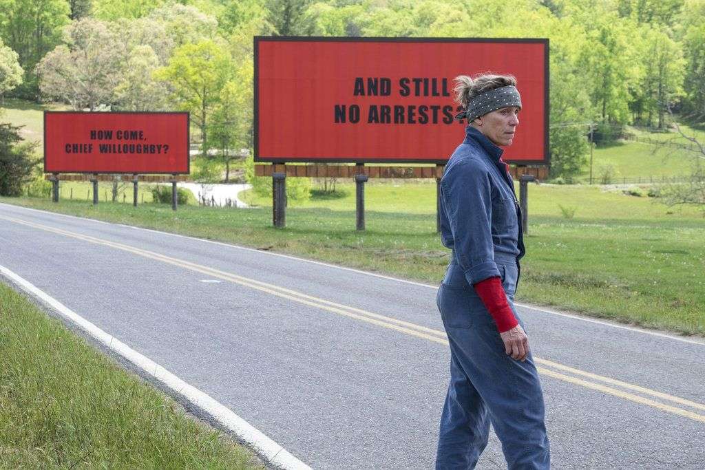 Frances McDormand en una escena de "Three Billboards Outside Ebbing, Missouri" nominada al Oscar a la mejor película. Imagen: Fox Searchlight vía AP.