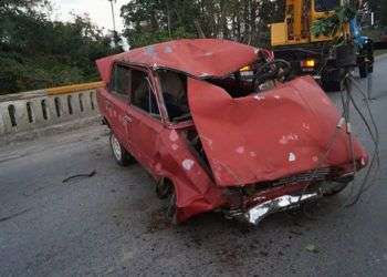 Automóvil accidentado en Villa Clara en marzo de 2018. Foto: Ministerio del Interior / Cubadebate.