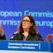 La comisaria de Comercio de la Unión Europea, Cecilia Malmstroem, durante una conferencia de prensa en la sede de la UE en Bruselas este 7 de marzo de 2018. Foto: Virginia Mayo / AP.
